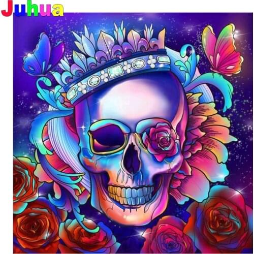 Skull rose 5d Diy diamond painting full drill diamond embroidery mosaic painting diamond stitch home decor Halloween gift