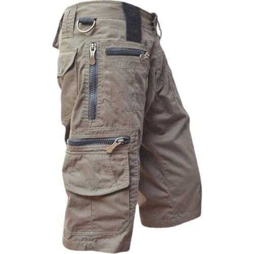 Men Cargo Calf-Length Trousers Relaxed Fit Fashion Athletic Multi-Pocket Straight Casual Premium Cotton Overalls Zipper Pants