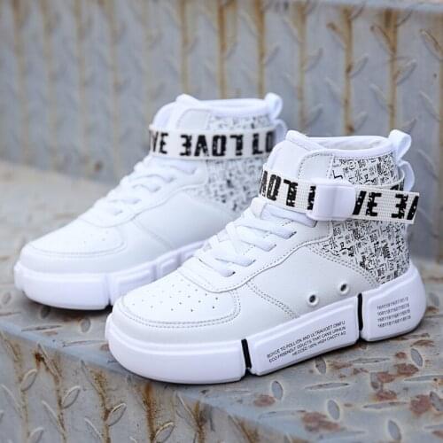 Childrens High-top Sneakers White Casual Children Shoes Winter Plus Velvet Warm Cotton Shoes Color Matching Rubber Kids Sneaker