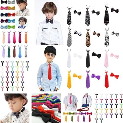 2 pcs Kid Baby Set Bowties Solid Ties NEW Bowties Neck Tie Toddle Business Accessories School Wedding Party Shirt FB165