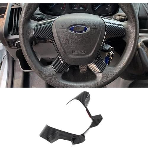 For Ford Transit 2017 For Ford Tourneo 2016 Car Steering Wheel Cover Stickers Carbon Fiber Style ABS Car Styling