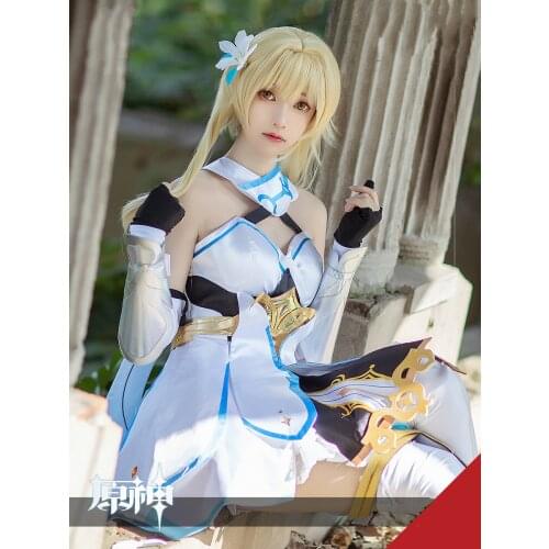 Game Genshin Impact Traveler Lumine Cosplay Costume Original Version Uniform Halloween Women Costumes Full Set