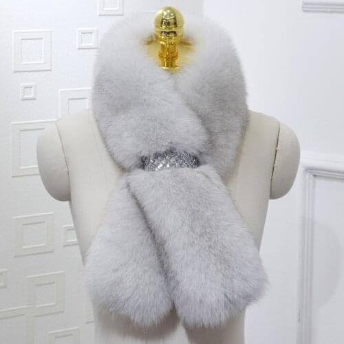 Real Fox Fur Scarf Neck Warmers-Wrap Fox-Fur-Collar Winter Womens Luxury Scarf