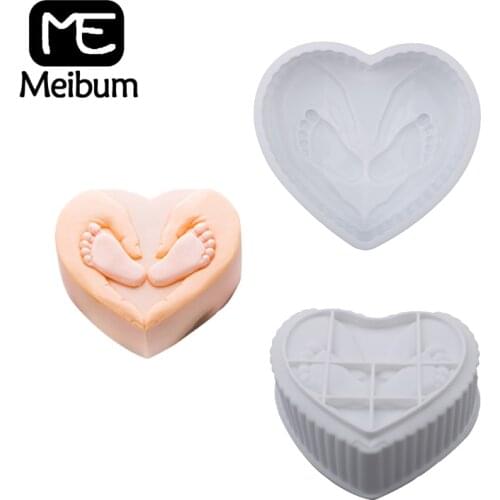 Meibum Heart Shaped Mousse Dessert Cake Silicone Mold DIY Baby Ankle Pattern Pastry Mould Kitchen Baking Not Sticky Tools
