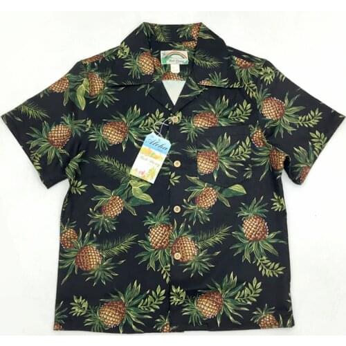Bob Dong Mens Vintage Hawaiian Aloha Pineapple Floral Print Shirt Hawaii Short Sleeve Beach Party Cruise Luau Shirts Sunset XXL