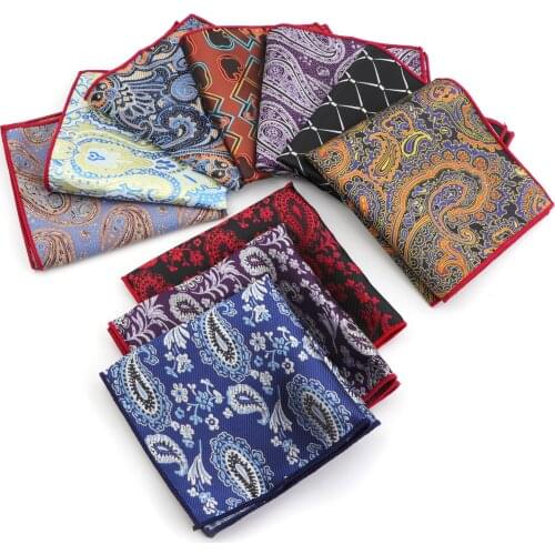 Mens Handkerchief Paisley Polyester Scarves Woven Floral Pocket Square Hankies Wedding Vestidos Luxury Hanky