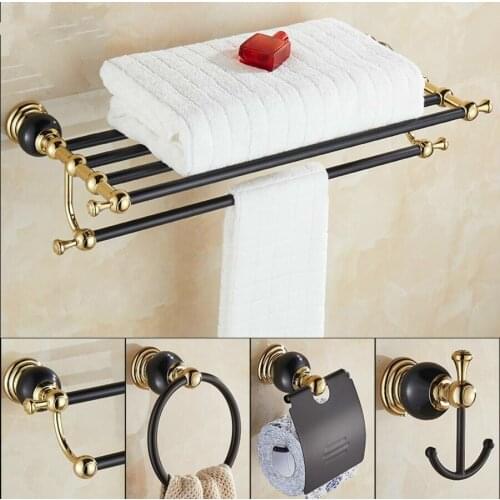 New brass and Jade Gold Black Bathroom Accessories Set,Paper Holder,Towel Bar,Soap basket,towel rack,hook bathroom Hardware set