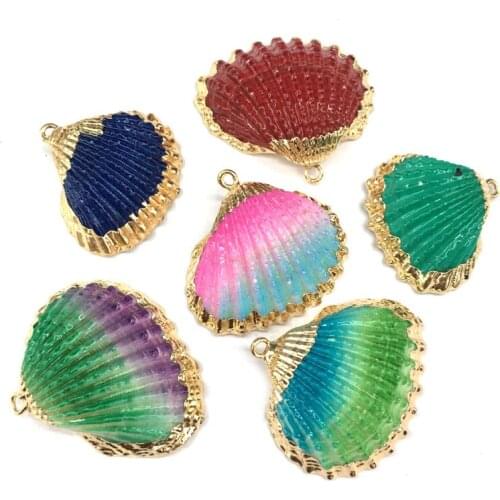 Natural Shell Fashion Colorful Seashell Pendants Charms Necklace Pendant For Jewelry Making DIY Necklace Earring Accessories