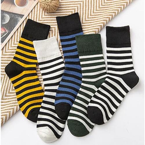 Fashion Street Cool Boy Girl Socks Black Yellow Blue Green Stripe Socks Rock Roll Hip Hop Men Women Cotton Socks