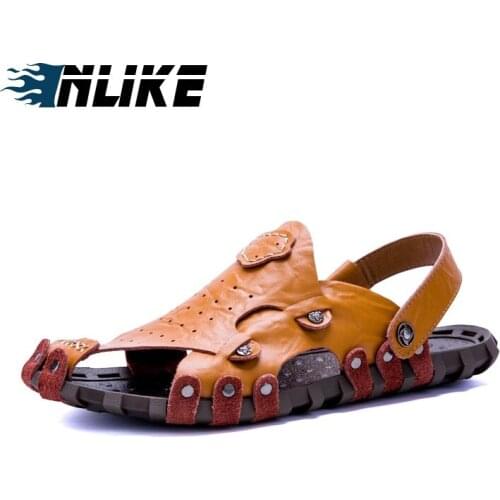 New Men Sandals Summer Casual Shoes Beach Sandals Genuine Leather