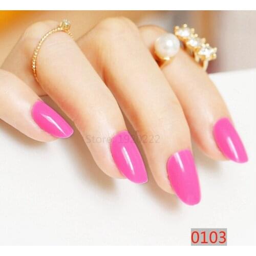 24pcs Adorable fashion candy oval decorative fake nails long round section Charming red PN0103X