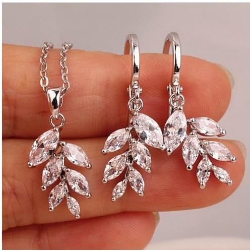 Colorful zircon inlaid copper jewelry earring pendant set