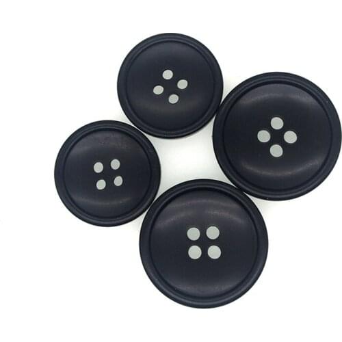 10PCs Resin Sewing Buttons Scrapbooking Round Black Color Four Holes 25/30mm Costura Botones Decorate S1021