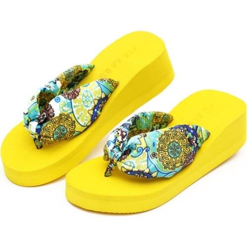 2019 Summer Bohemian Flip Flops Sandals Muffins With Non-slip Clip Toe Home Slippers Wearable Beach Casua Shoes Female Slippers