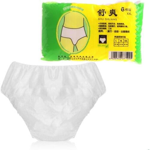 6Pcs Disposable Non Woven Paper Brief Panties Underwear Ladies Women Wholesale