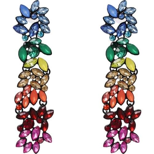 FASHIONSNOOPS Rhinestone Drop Earrings for Women 2021 Crystal Earrings For Women Luxury Jewelry Long Dangle Earring Party Gift