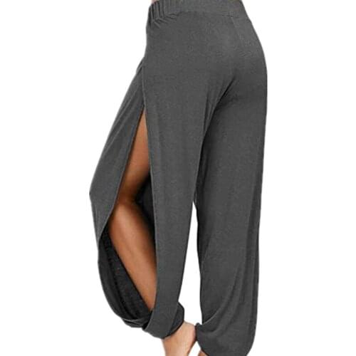 Yoga Pants Rumba Pants Womens Special Breathable Sexy Womens High Split Loose Pants Legs Elastic Home Casual Harem Pants