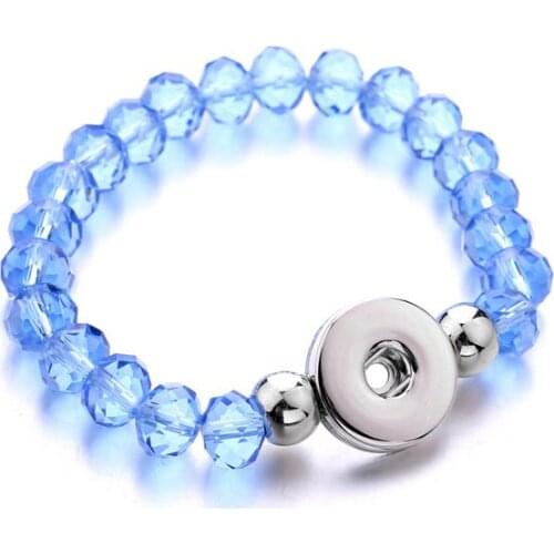 Multicolor Crystal beads 18mm snap button jewelry Elastic bracelet XH5127