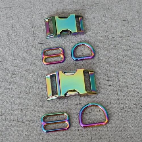 10 Sets 20mm/25mm Colourful Metal Hardware D Ring Belt Straps Slider Side Release Buckle Spring Hook High Quality Accessories