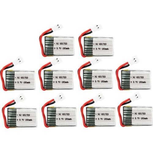 10pcs 3.7V 150mAh Drone Quadcopter Lipo Battery 701725 For H8 H8 H48 Mini Syma S107g X2 Nihui U207 H2