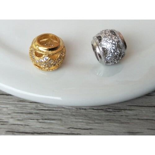 10 Pcs CZ zircon crystal Micro pave Connector round Beads for DIY Making Bracelet necklace Jewelry Finding BD159