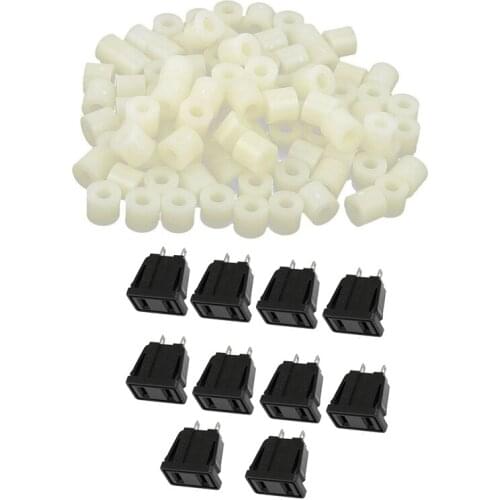 110 Pcs Accessories: 10 Pcs US Type Panel Mounting AC Power Socket Outlet AC 125V 15A & 100 Pcs Plastic Cylinder Spacer Washer
