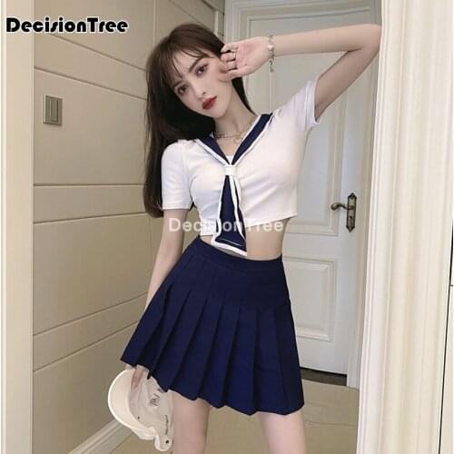 2021 japanese school uniform college high school girls student uniforms sailor suit white tops pleated skirt japan clothing