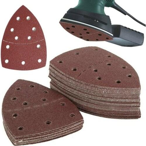 10pcs Abrasive Triangle Sandpaper Sheets For Bosch PSM 160A Detail Palm Sander Mixed Grit For Fast Removal Or Rough Flaking