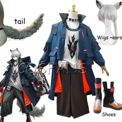 Arknights Aosta RHODES ISLAND Game Suit Sniper Teenager Combat Uniform Cosplay Costume Halloween Cosplay Wig shoes tail