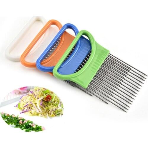 Easy Cut Onion Holder Fork Stainless Steel +Plastic Vegetable Slicer Tomato Cutter Metal Meat Needle Kitchen Accessories 11