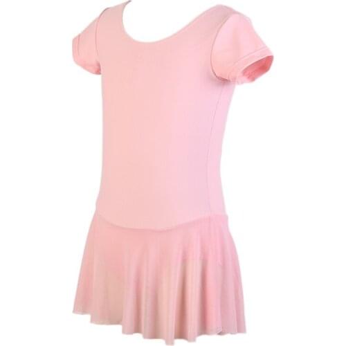 Childrens Girls Concise Round Collar High-elastic Ballet Dancewear Fitness Body Building Dress Gymnastics Clothes