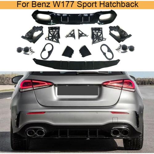PP Rear Bumper Diffuser For Mercedes-Benz A Class W177 A35 AMG A180 A200 A250 Sport 2019 2020 Car Rear Diffuser Lip with Tips