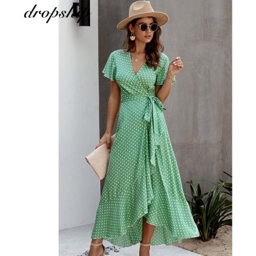 Summer Maxi Wrap Dresses For Women Holiday Long Beach Dress Plus Size Lady Sundress Sexy Party Dresses