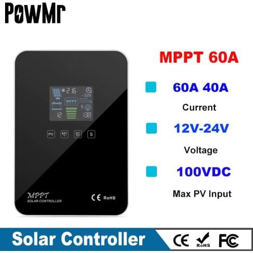 EXPLORER-M Series Self-cooling 60A 40A MPPT Solar Charge Controller For 12V 24V Batteries and Li-ion Batteries Beautiful Design