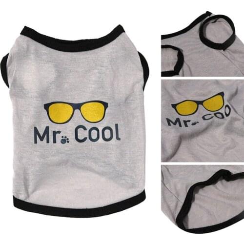 Dog T-Shirt Breathable Apparel Pet Puppy Vest Glasses Printed Chihuahua Cartoon Dog Pet Vest Clothes Sleeveless Costumes #0