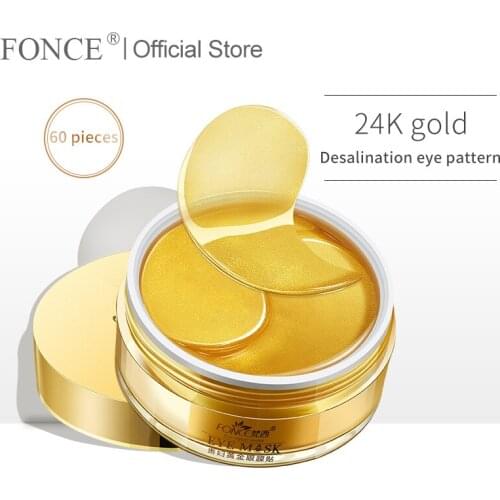 Fonce 24K Gold Crystal Collagen Gel Eye patches mask Ageless Sleep Mask Remover Wrinkle Anti Age Bag Eye Treatment Dark Circles