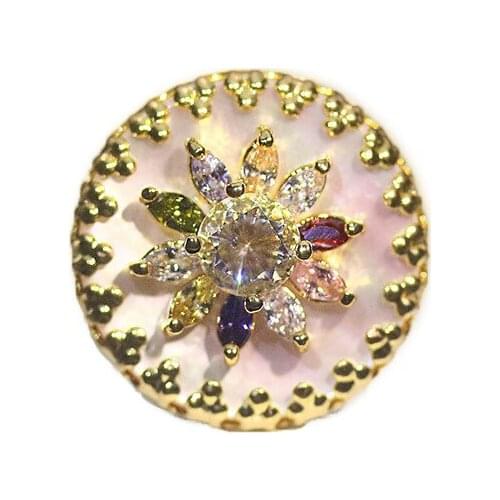 High-end water drill button Fritillaria retro button jacket coat windbreaker Dress Crystal button flower