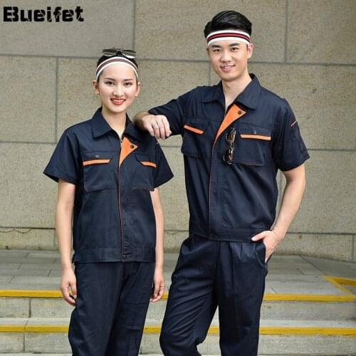 Engineering Uniform Workshop Wear Clothes Summer Men Workshop Repairman Uniforms Service Patchwork Jacket + Pants High Quality