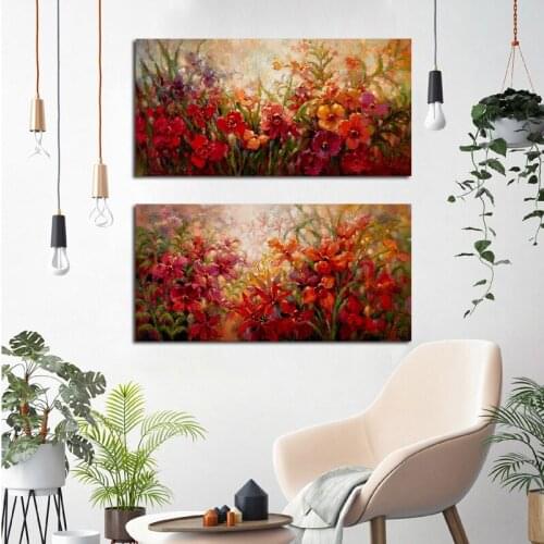 Natural Flower Oil Panting Print on Canvas Poster Scenery Landscape Paintings Scandinavian Nordic Wall Picture for Living Room