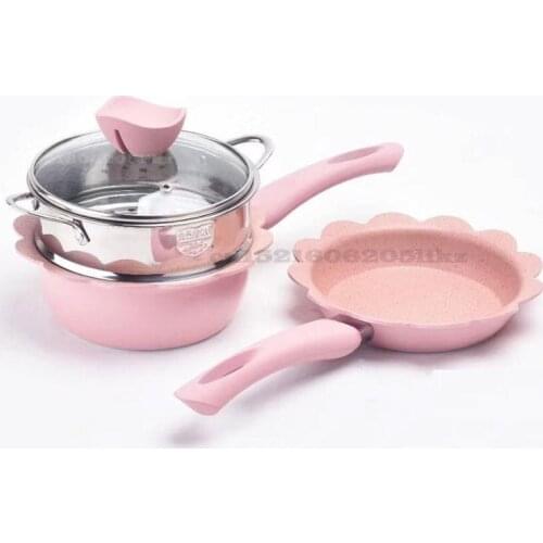 16CM Baby Food Supplement Pot Aluminium Alloy Milk Pot Multi-function Maifan Stone Non-stick Cooking Noodles Small Frying Pan