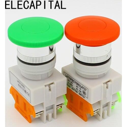 22mm Momentary Mushroom Head Pushbutton Switch 1NO+1NC