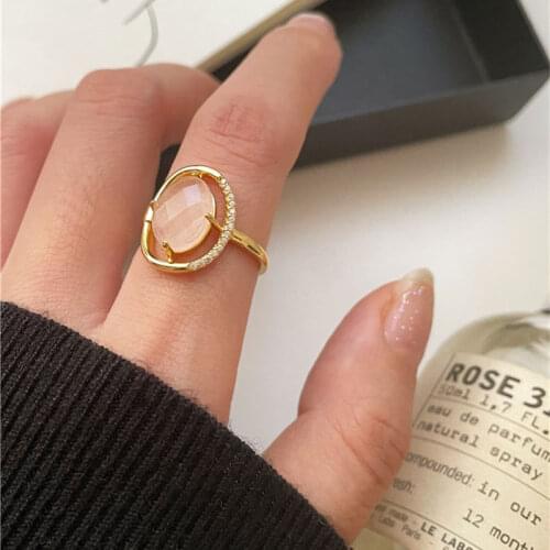S925 Sterling Silver Rings for Women Retro Fashion Crystal Accessories Adjustable Opening Geometry Rings Jewelry Wholesale