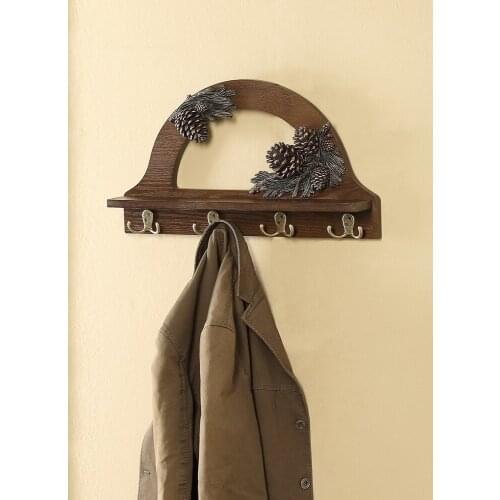 Creative American European Style Coat Rack Wooden Shelf Hook Wall Hanging Shelf Shelf Ledge
