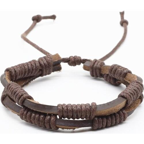 Colorful Handmade Fashion Vintage Wrap Rope Braid Weave Female Femme Homme Male Leather Women Bracelet For Women Men Jewelry