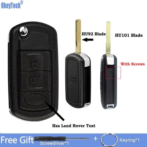 OkeyTech 3 Buttons Replacement Flip Folding Car Key Case Styling Shell for LAND ROVER Range Rover Sport LR3 Discovery HU92 HU101