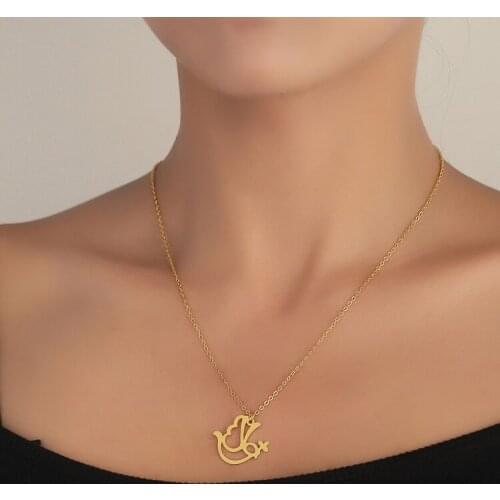 Peace Dove Cross Pendant Necklaces for Girls Women Holy Spirit Dove Choker Love and Peace Jewelry Gift