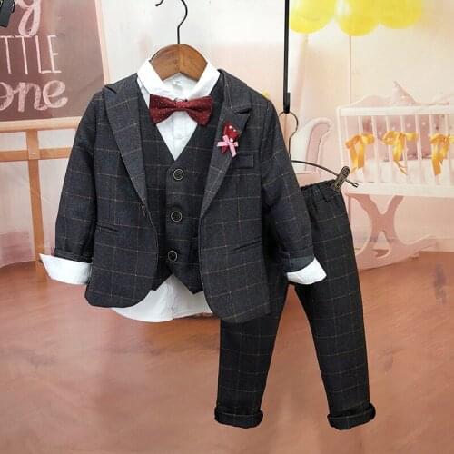 Boys Fashion Blazer Suit Jacket Flower Boys Clothes Kids Boys Piano Performance Clothes Big Boys Gentleman Sets Blazer Sets 2-8Y