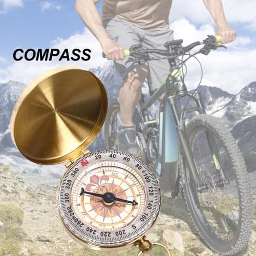 Camping Hiking Portable Pocket Compass Gold Plated Copper Clear Scales Glow in Dark for Outdoor Hiking Navigation Kompas