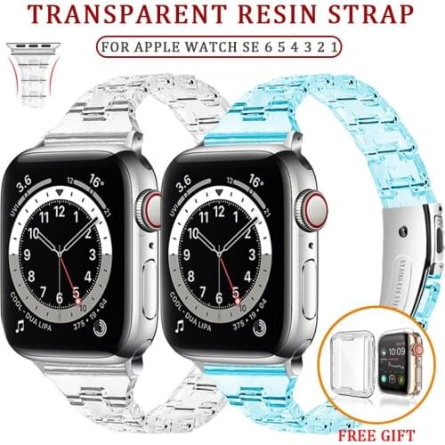 For Apple Watch SE Band smart watch Series 6 5 4 3 Resin transparent strap 38 40mm 42 44mm for iWatch bracelet man/womem watch