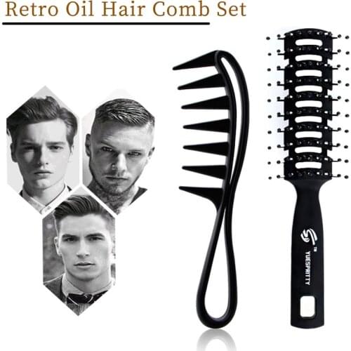 Retro oil hair comb set Hand holding big teeth tangled curling hair brush salon home professional head massage care tool